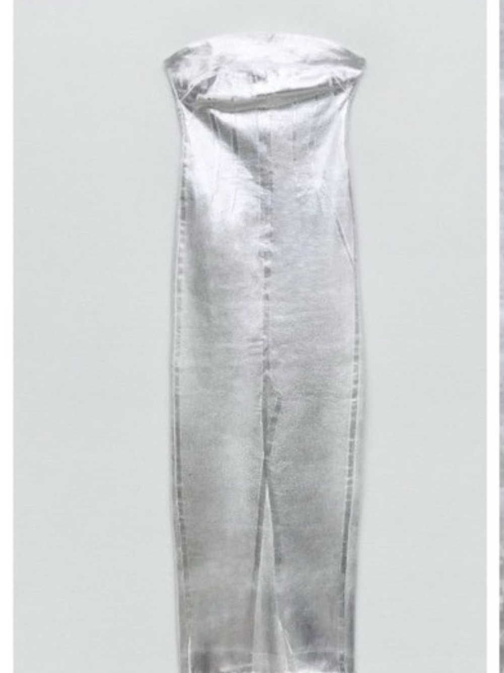 Zara silver denim Strapless Silver Maxi Dress - Elegant Evening Gown photoshoot - Picture 5 of 16